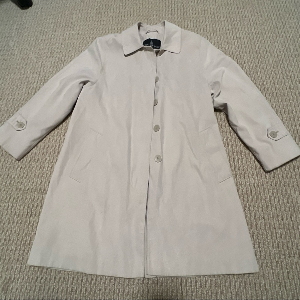 London Fog Lightweight Beige Jacket, small, detachable hood and d belt